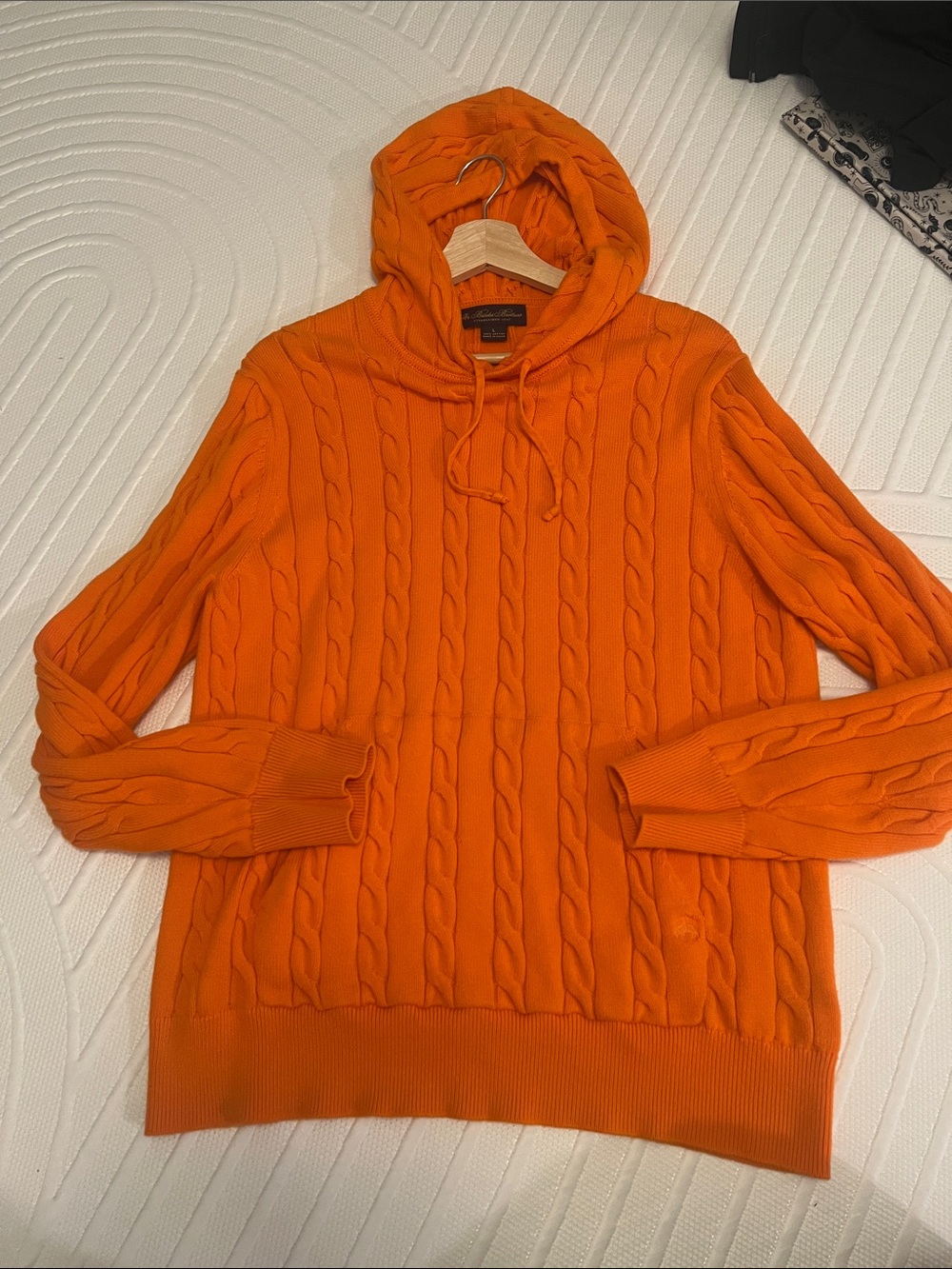 Brooks Brothers Orange Cotton Cable Crewneck Sweater - Picture 3 of 5